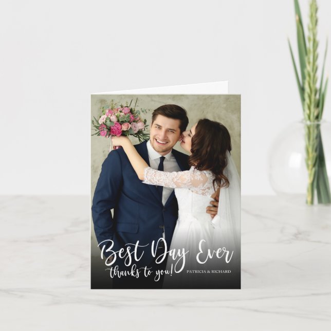Best Day Ever Elegant Wedding Thank You Photo (Front)
