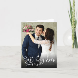 Best Day Ever Elegant Wedding Thank You Photo Card