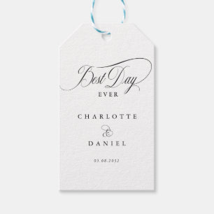 BEST DAY EVER! Elegant, White Wedding Gift Tags