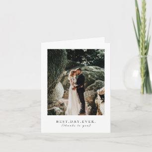 Best Day Ever Floral Wedding Photo Thank You Card