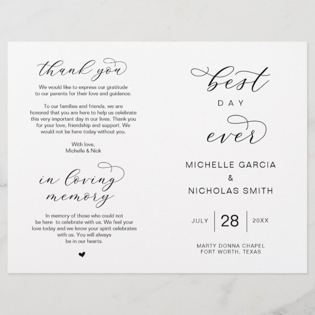 Best Day Ever, Foldable Wedding Programs (Front)