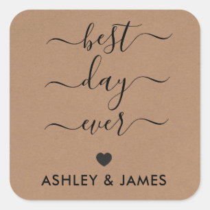 Best Day Ever Gift Tags, Wedding Gift Tags, Label, Square Sticker