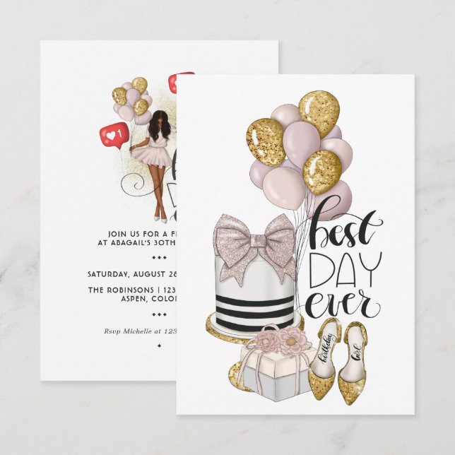 Best Day Ever Girl Birthday Invitation (Front/Back)