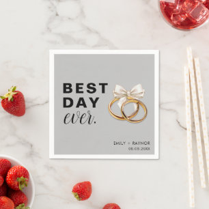 Best Day Ever Grey Wedding Napkins