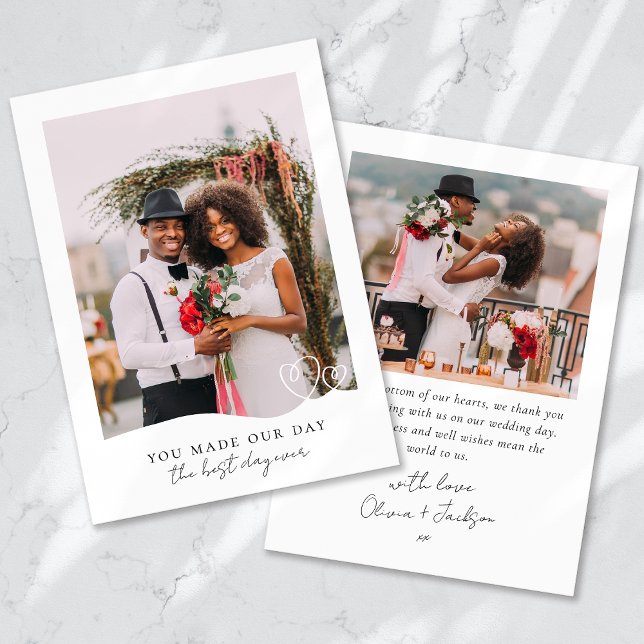 Best Day Ever Heart Photo Wedding Thank You Card (Creator Uploaded)