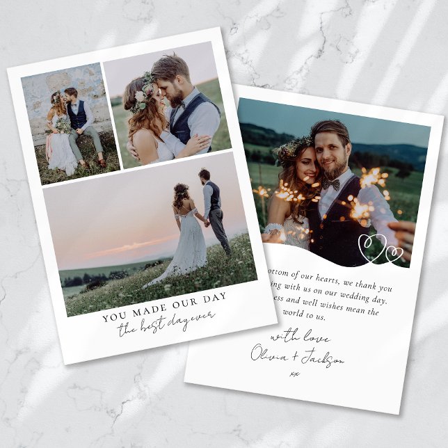 Best Day Ever Heart Wedding Photo Thank You Card (Creator Uploaded)