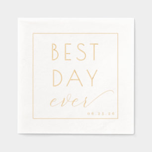 Best Day Ever Joyful Gold Minimalist Foil Napkins
