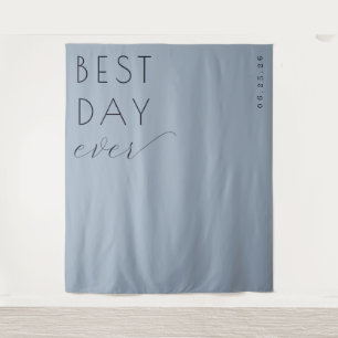 Best Day Ever Joyful Pastel Blue Minimalist Tapestry