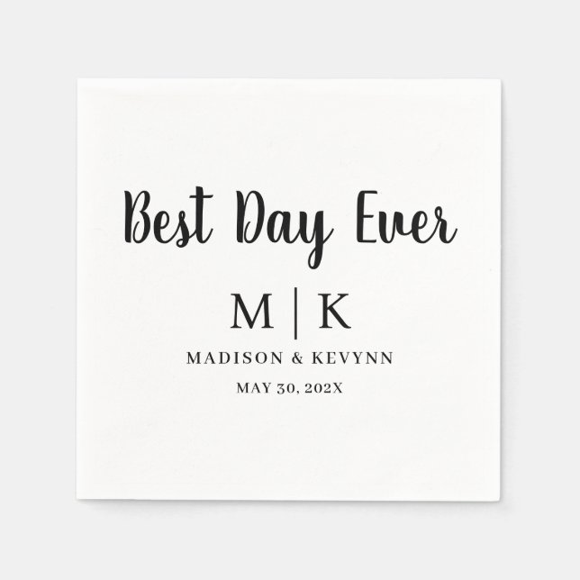 Best  Day Ever Minimal and Chic | Wedding Napkins (Front)