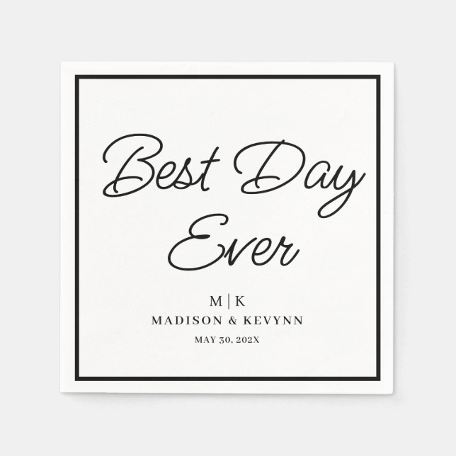 Best Day Ever Minimal and Chic | Wedding Napkins (Front)