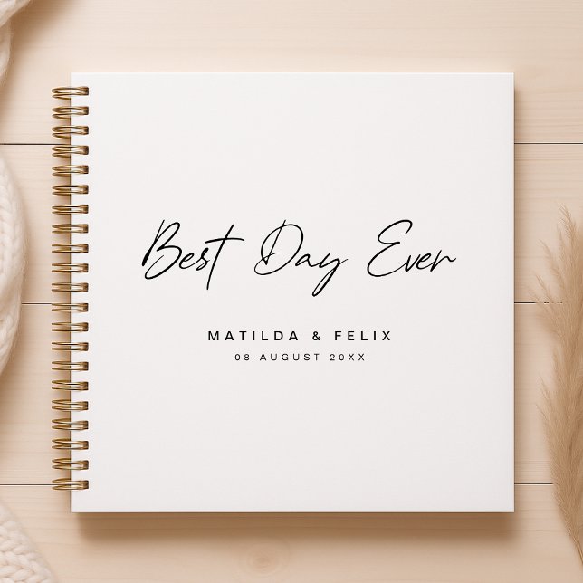 Best Day Ever | Minimalist White Wedding Day Guest Notebook (Creator Uploaded)
