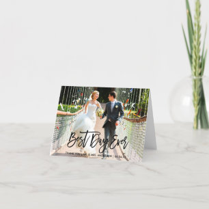 Best Day Ever Modern Brush Script Wedding Note Thank You Card