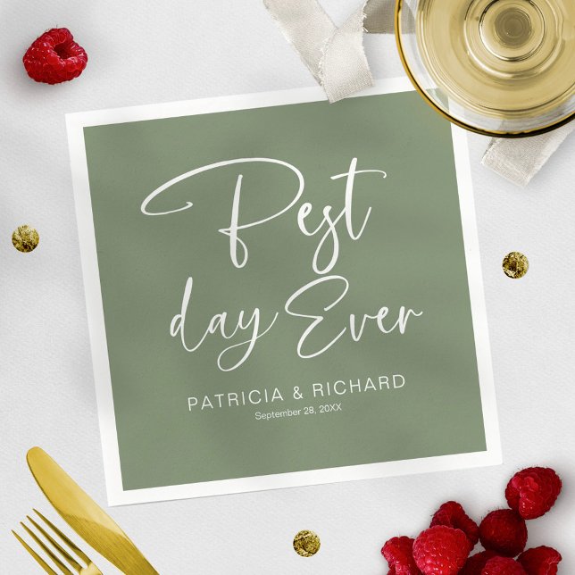 Best Day Ever Modern Calligraphy Wedding  Napkin (Creator Uploaded)