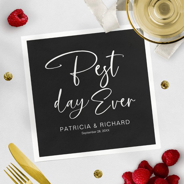 Best Day Ever Modern Calligraphy Wedding  Napkin (Creator Uploaded)