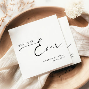 Best Day Ever Modern Elegant Calligraphy Wedding Napkin