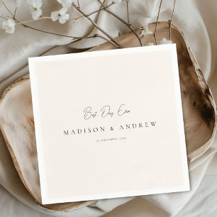 BEST DAY EVER! Modern, Minimal, Beige, Wedding Napkin
