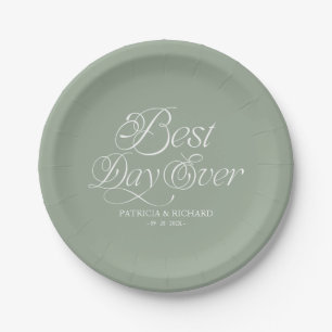 Best Day Ever Modern Minimalist Wedding Paper Plate