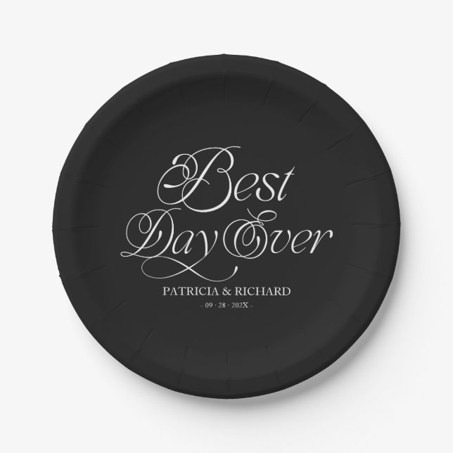 Best Day Ever Modern Minimalist Wedding Paper Plate (Front)