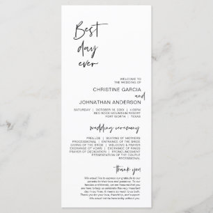 Best day ever, Modern Minimalist Wedding Program Programme