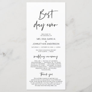 Best day ever, Modern Minimalist Wedding Program Programme