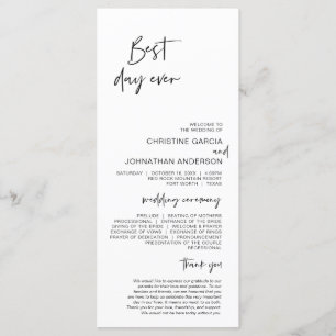 Best day ever, Modern Minimalist Wedding Program Programme