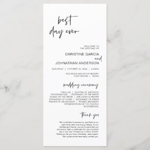 Best day ever, Modern Minimalist Wedding Program Programme