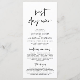 Best day ever, Modern Minimalist Wedding Programme