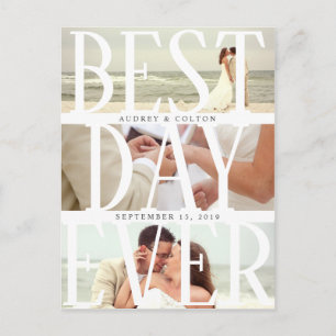 Best Day Ever Modern Photo Wedding Thank You Announcement Postcard