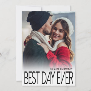Best Day Ever Modern Photo Wedding Thank You Card