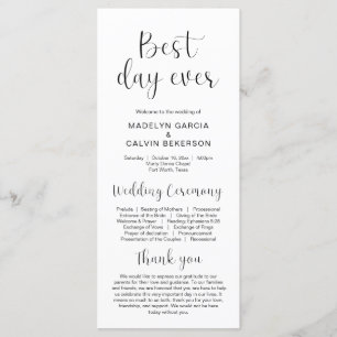 Best day ever, Modern Wedding Ceremony Program Programme