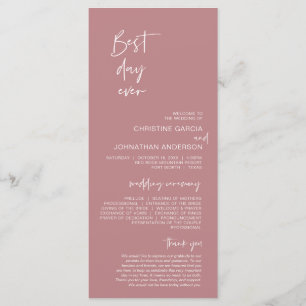 Best day ever, Modern Wedding Dusty Rose Programme