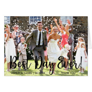 Best Day Ever Modern Wedding Thank You Fold Card