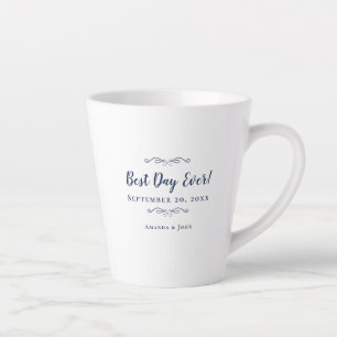 Best Day Ever Navy Blue Elegant Wedding Reception Latte Mug