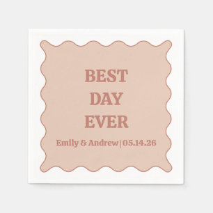 Best Day Ever Neutral Peach Muted Rose Wedding  Napkin