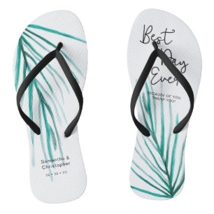 Best Day Ever Personalised Beach Wedding Flip Flops