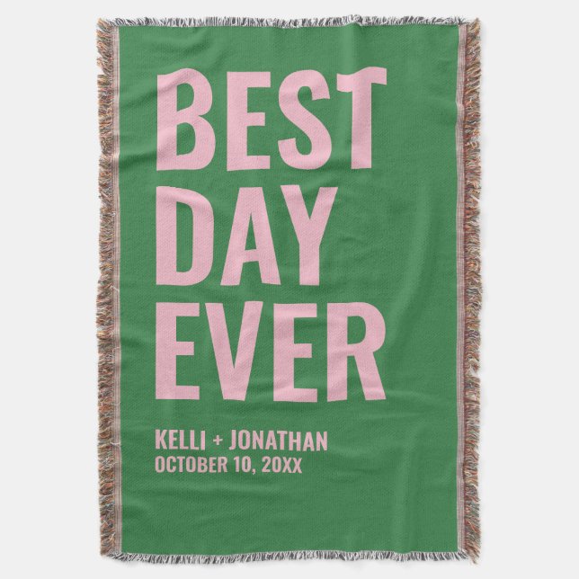 Best Day Ever Personalised Wedding Blanket Gift (Front Vertical)