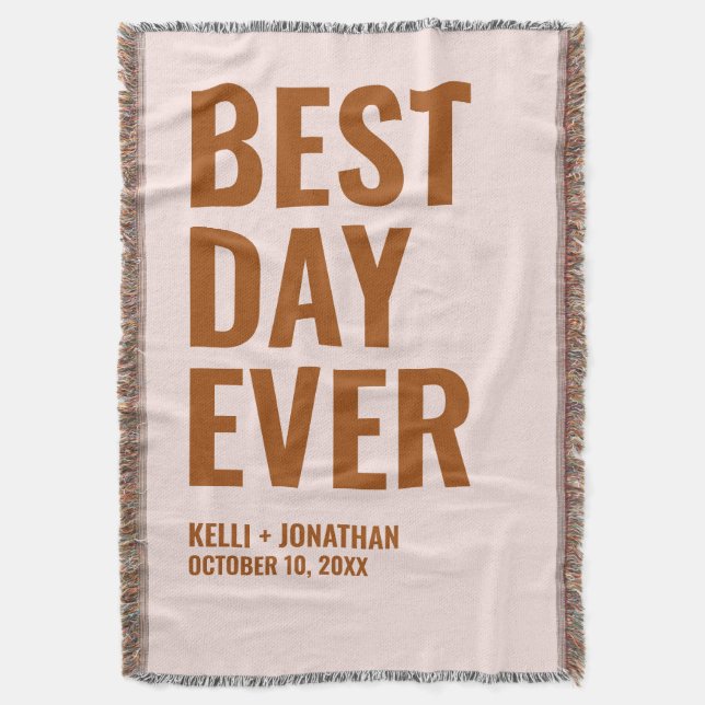 Best Day Ever Personalised Wedding Blanket Gift (Front Vertical)