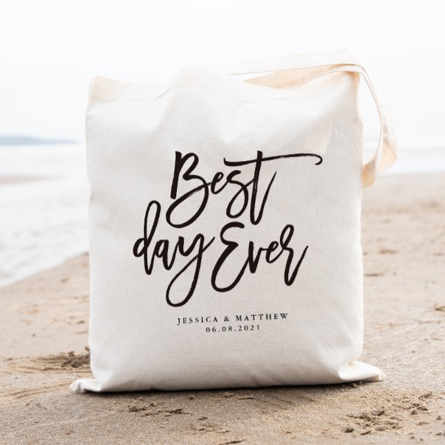 Best day ever Personalised Wedding Welcome Tote Bag (Creator Uploaded)
