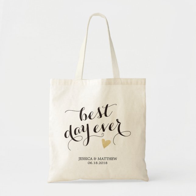 best day ever/personalised wedding welcome tote bag (Front)
