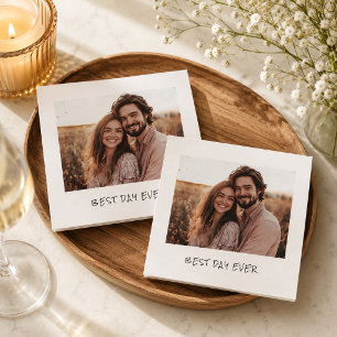 Best Day Ever Photo Wedding Personalised Retro Napkin