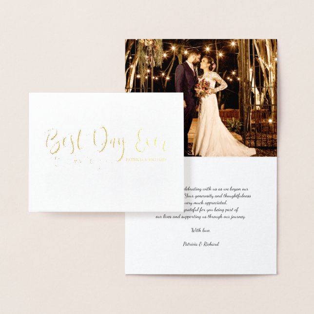 Best Day Ever Photo Wedding Thank You Foil Foil Card (Display)
