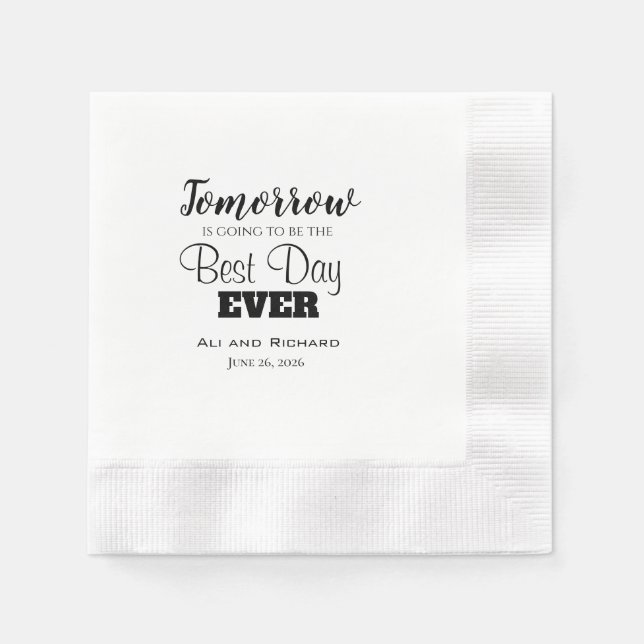 Best Day Ever Rehearsal Dinner Wedding Napkins (Front)