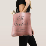 Best Day Ever Rose Gold Blush Pink Tote Bag<br><div class="desc">Best Day Ever Wedding Modern Girly Metallic Brushed Metal Rose Gold Blush Pink Party Bag which are perfect for a Rose Gold or Blush Pink Wedding or Bridal Shower. This party bag is perfect for a Bridal Shower Wedding Gift. If you need additional matching items,  please contact the designer.</div>