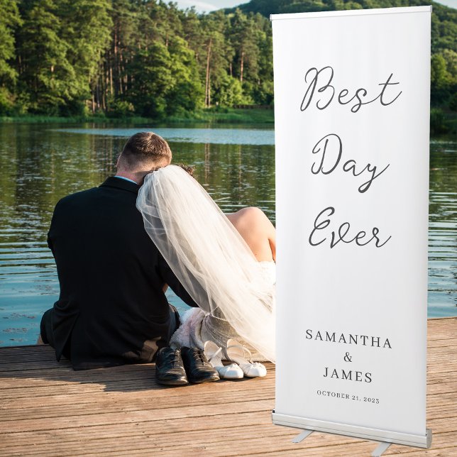 Best Day Ever Script Welcome Wedding Retractable Banner (Creator Uploaded)