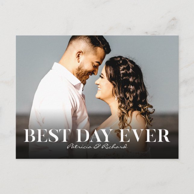 Best Day Ever Simple Wedding Thank You Foto Postcard (Front)