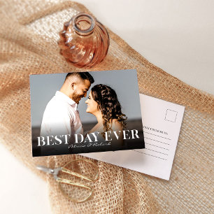 Best Day Ever Simple Wedding Thank You Photo  Postcard
