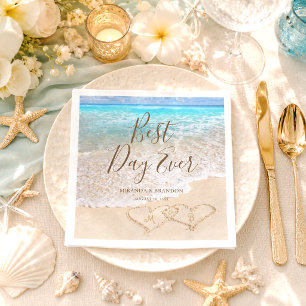 Best Day Ever Tropical Blue Ocean Beach Wedding Napkin