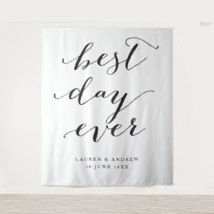 Best Day Ever Wedding Ceremony Backdrop Tapestry