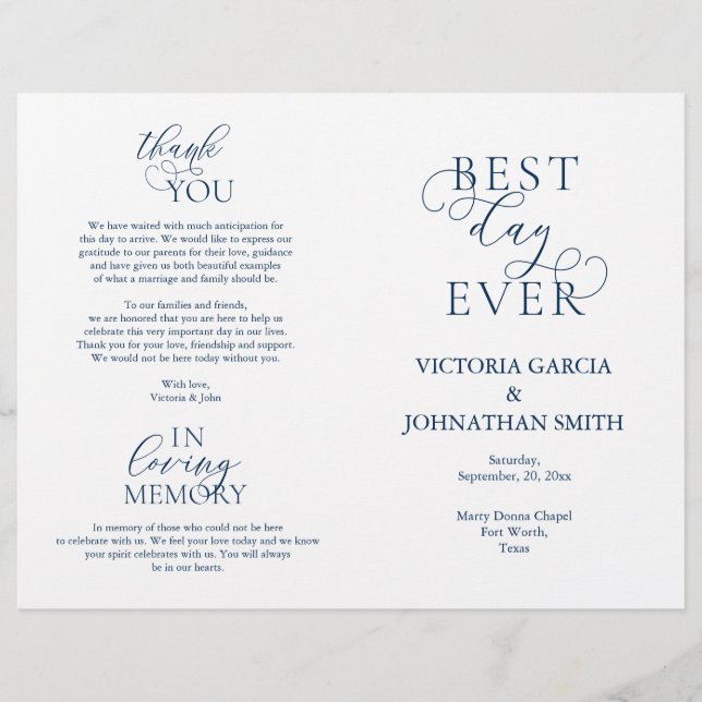 Best Day Ever, Wedding Ceremony Foldable Programs (Front)