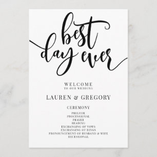 Best Day Ever Wedding Order of Ceremony Programme